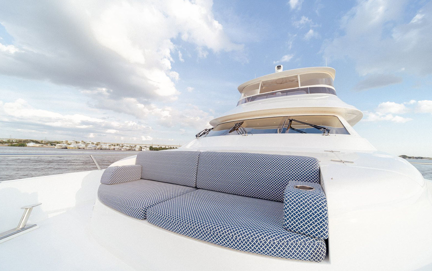 bow lounge area on florida yacht charter