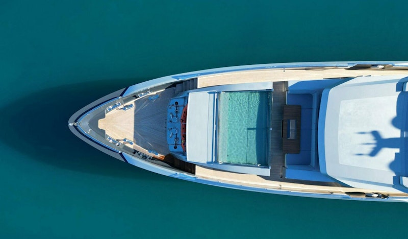 swimming pool on bow of mondomarine 164 superyacht