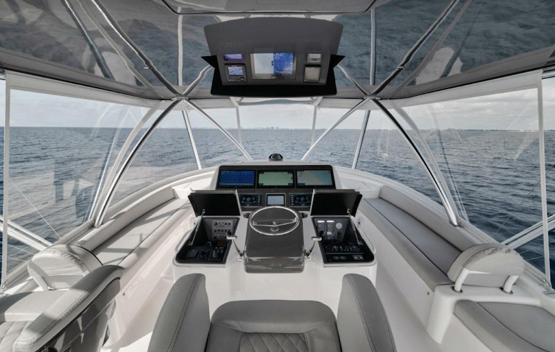 flybridge helm station on viking 58 convertible