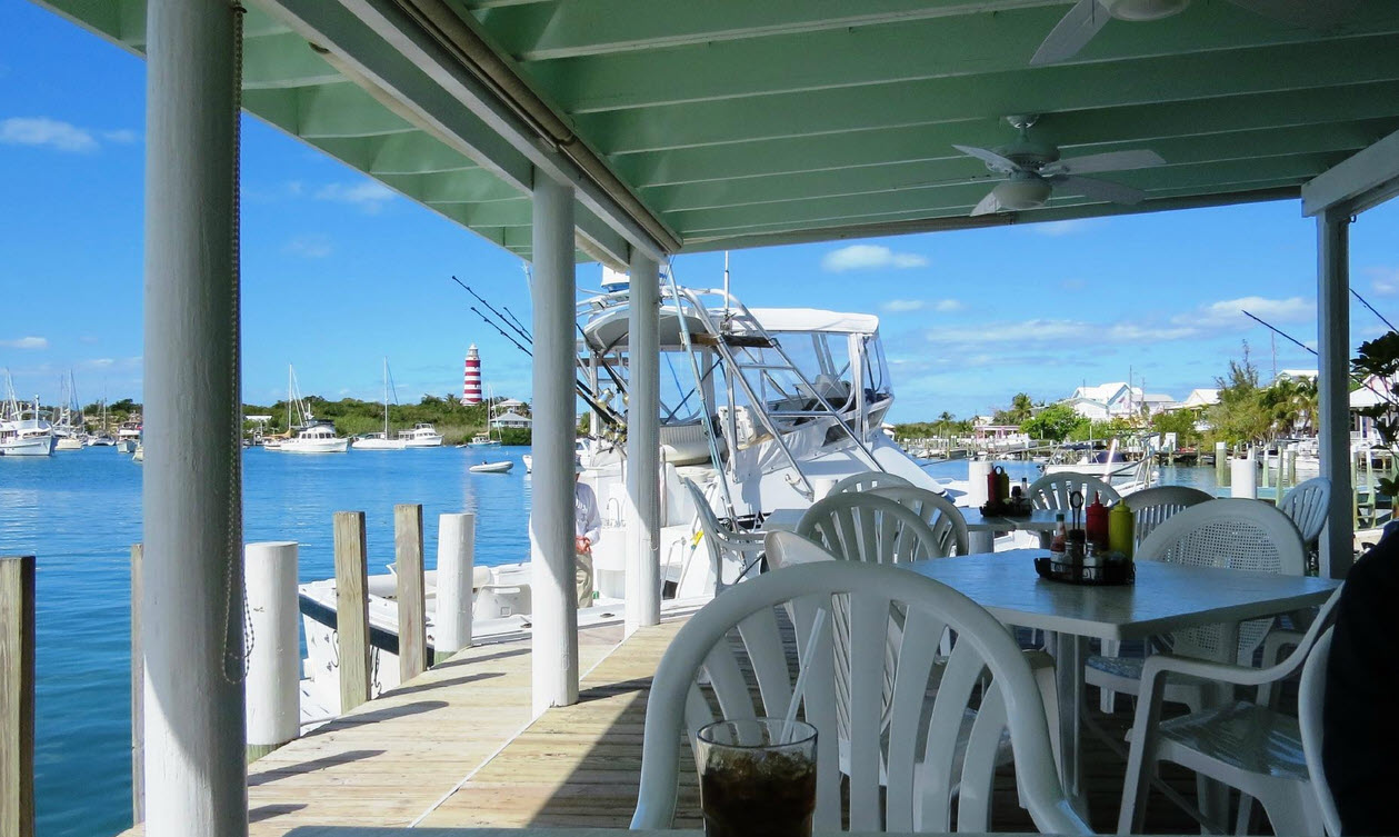 outdoor deck at harbours edge bahamas