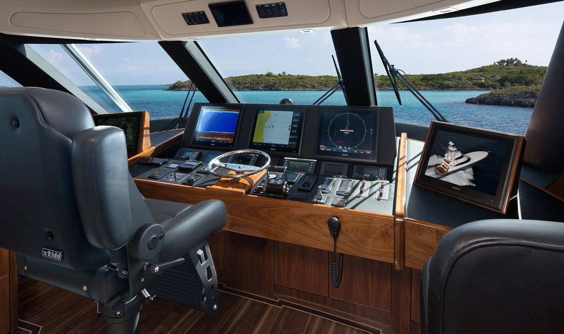 interior helm of a yacht