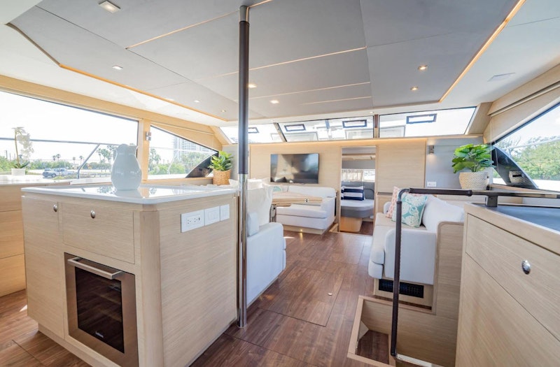 interior of aquila power catamaran