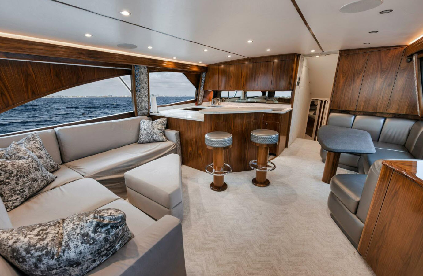 interior salon and galley features on viking 58 interior salon and galley features on viking 58