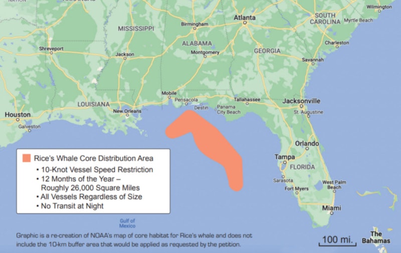 map of rices whale speed restriction zone for boats