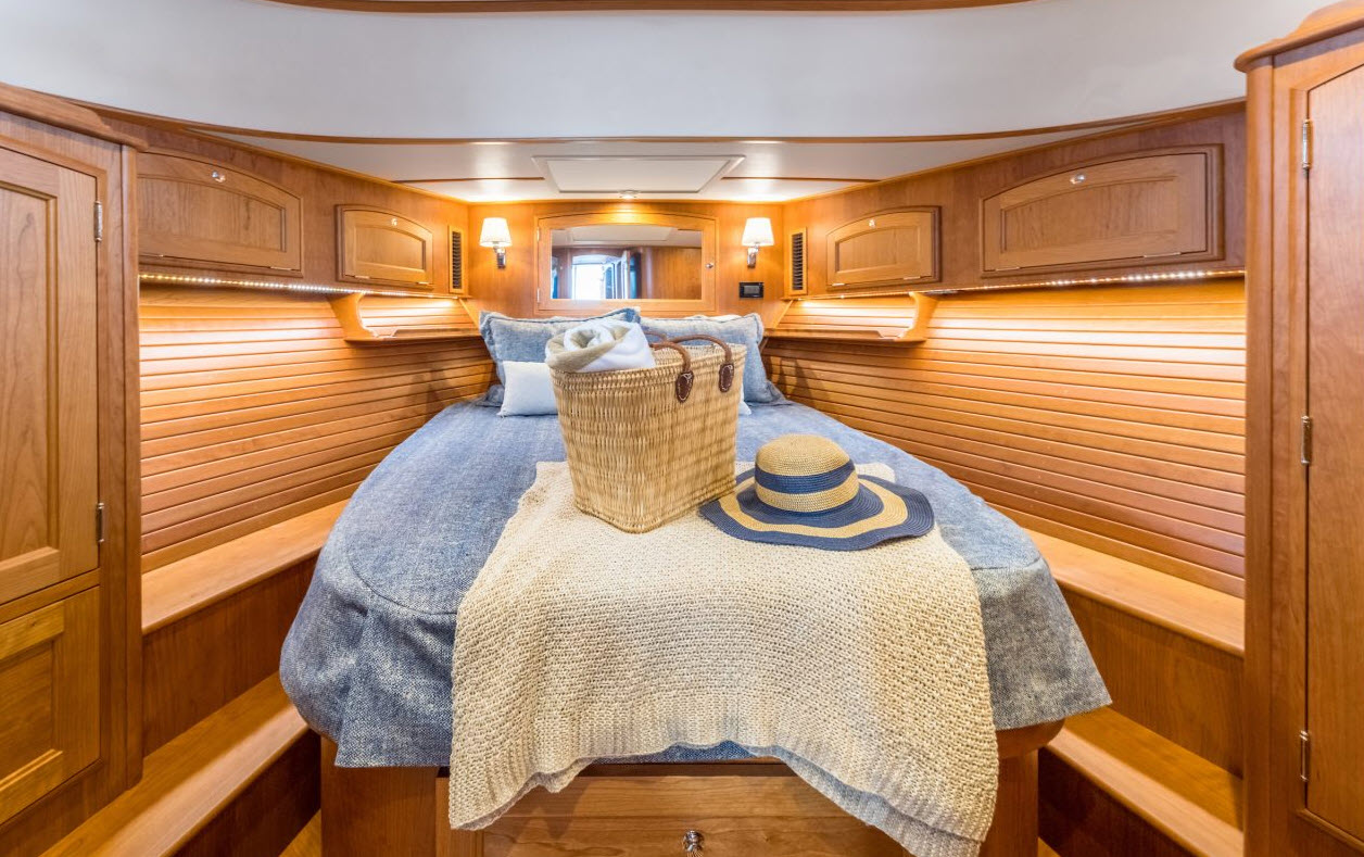 owner cabin bed in downeast boat
